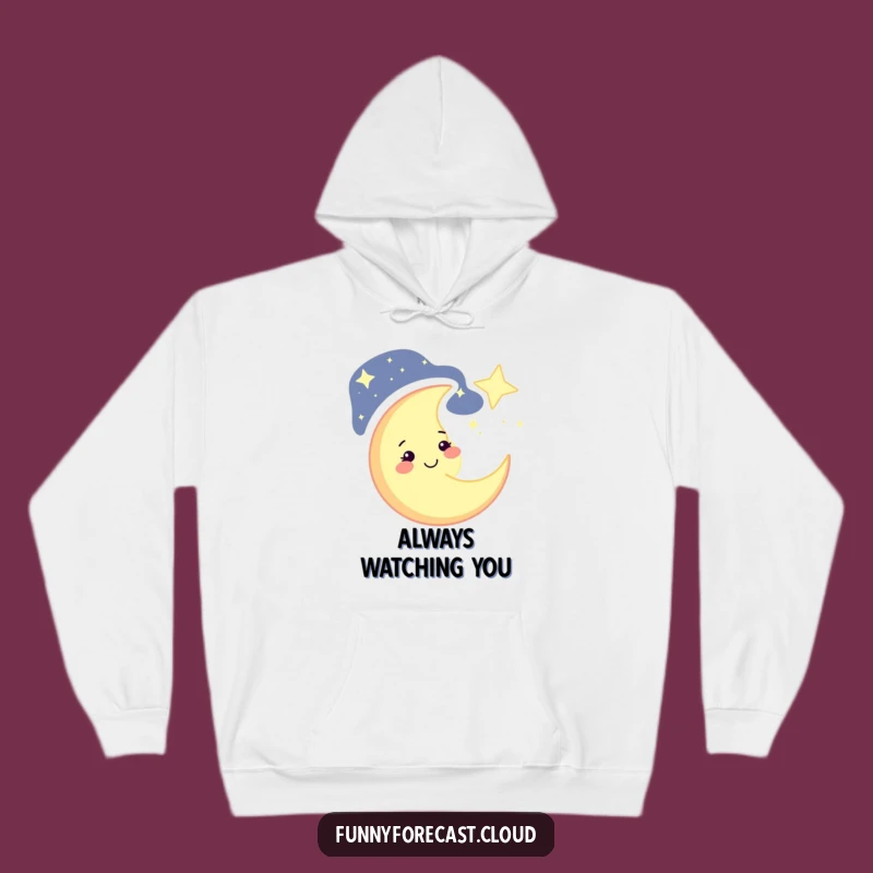 Cozy Funny Winking Moon Hoodie: Celestial Warmth, Perfect Humor Gift