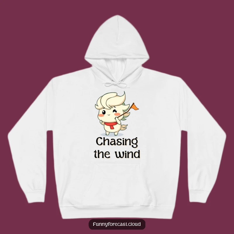 Funny Wind Character Hoodie: Cozy Puff, Merrily Blowing Flag Gift Apparel