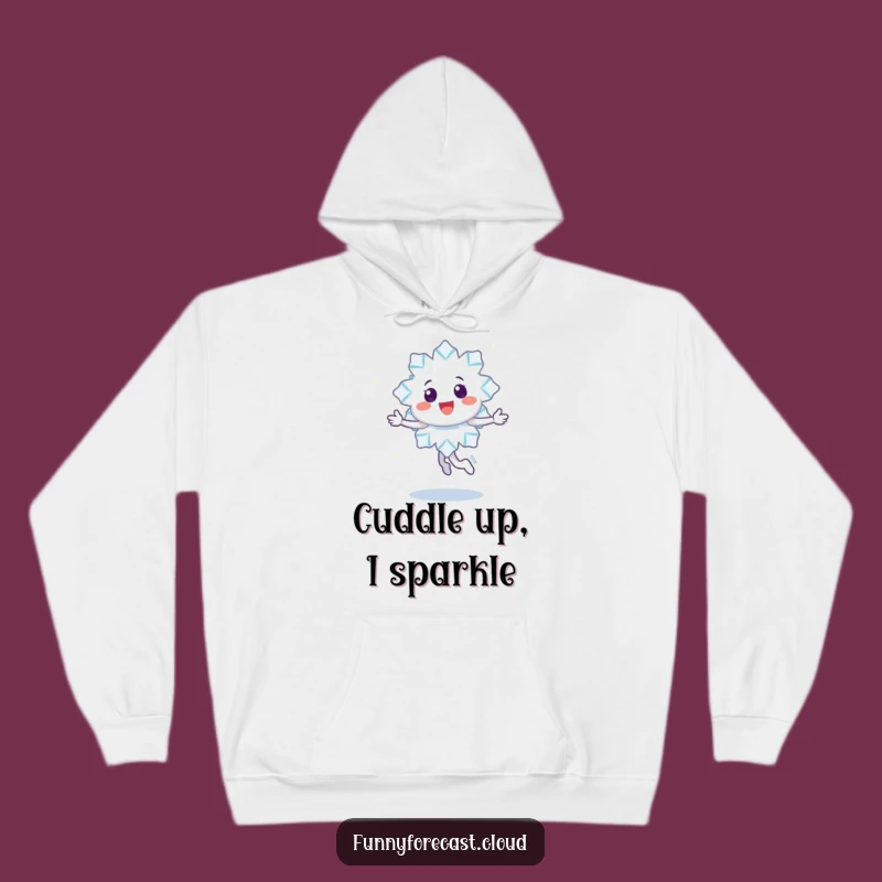 Cozy Funny Hoodie: Twirling Snowflake Character's Sparkle for Winter Warmth