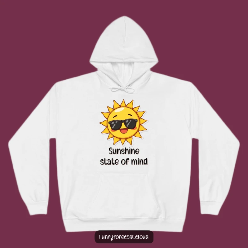 Stay warm while radiating positivity with this funny hoodie featuring a beaming sun character in sunglasses. Comfort meets cheerful vibes.