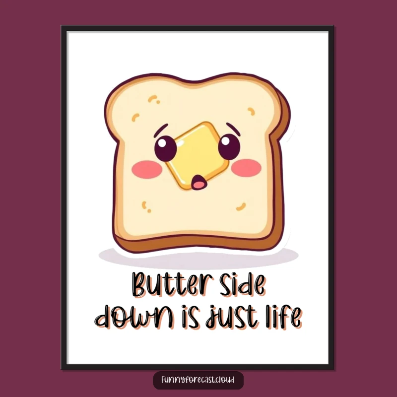 Funny Free Printable Wall Art: Surprised Toast Butter Slide Downloadable