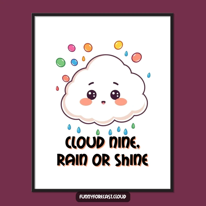 Free Printable Wall Art: Surprised Cloud Juggling Raindrops - Cute DIY Decor