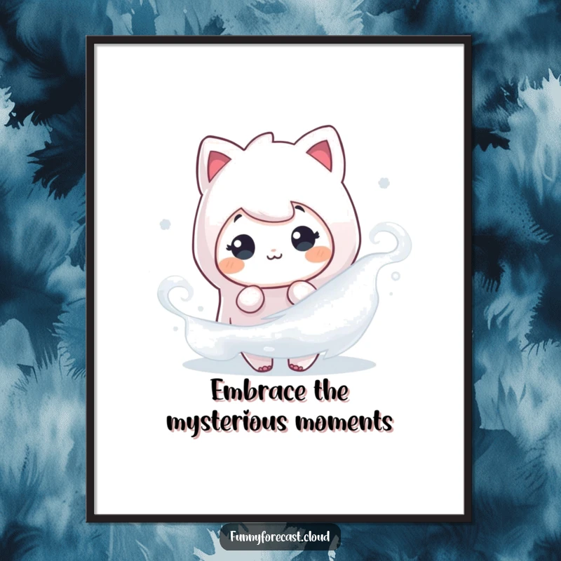 Funny Free Printable Wall Art: A fog character playfully peeking from behind a misty swirl, adding a touch of mystery to your decor.