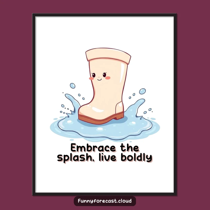 Funny Free Printable Wall Art: Splashing Boot Downloadable Puddle Art