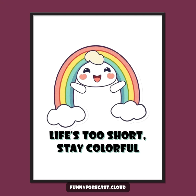 Free Printable Funny Rainbow Art: Cheerful Character, Colorful Downloadable Wall Decor