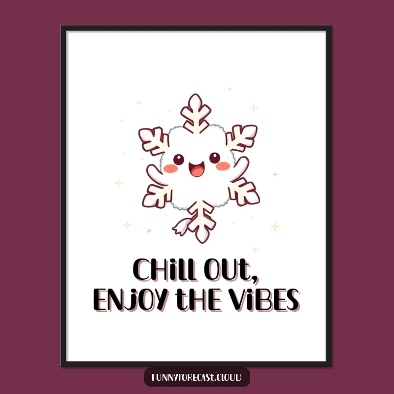Free Printable Wall Art: Joyful Twirling Snowflake! Downloadable Winter Decor.