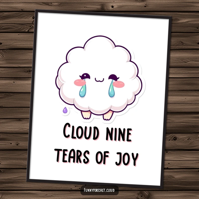 Funny Free Printable Wall Art: A cheerful cloud character crying colorful rainbow tears, bringing humor to any room.