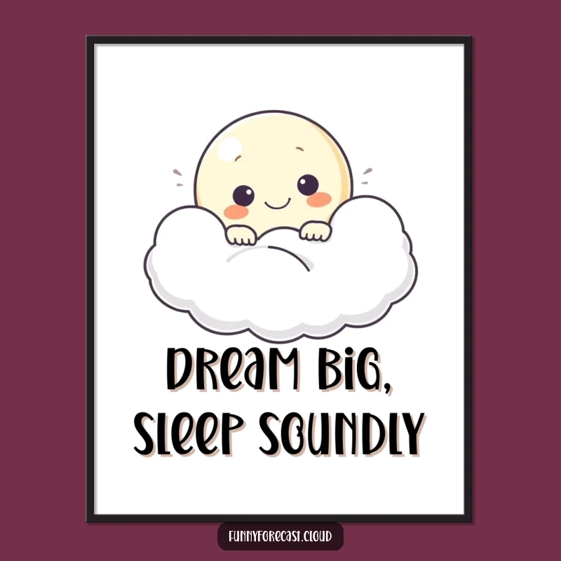 Free Printable Wall Art: Smiling Moon Behind Cloud, Dreamy Downloadable Decor