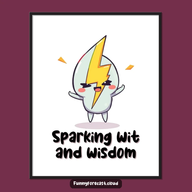 Free Printable Wall Art: Winking Lightning Bolt, Funny Downloadable Decor Gift