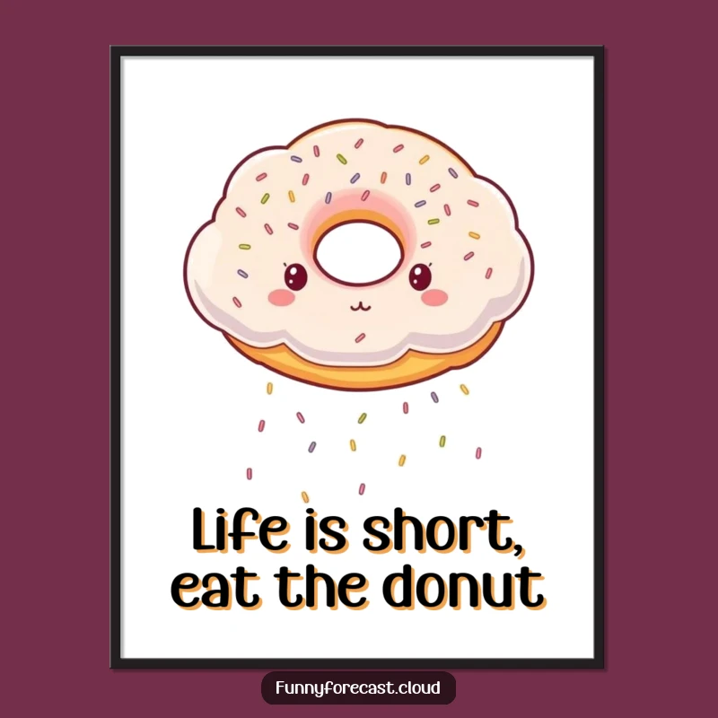 Funny Free Printable Wall Art: Donut Cloud Raining Sprinkles Downloadable