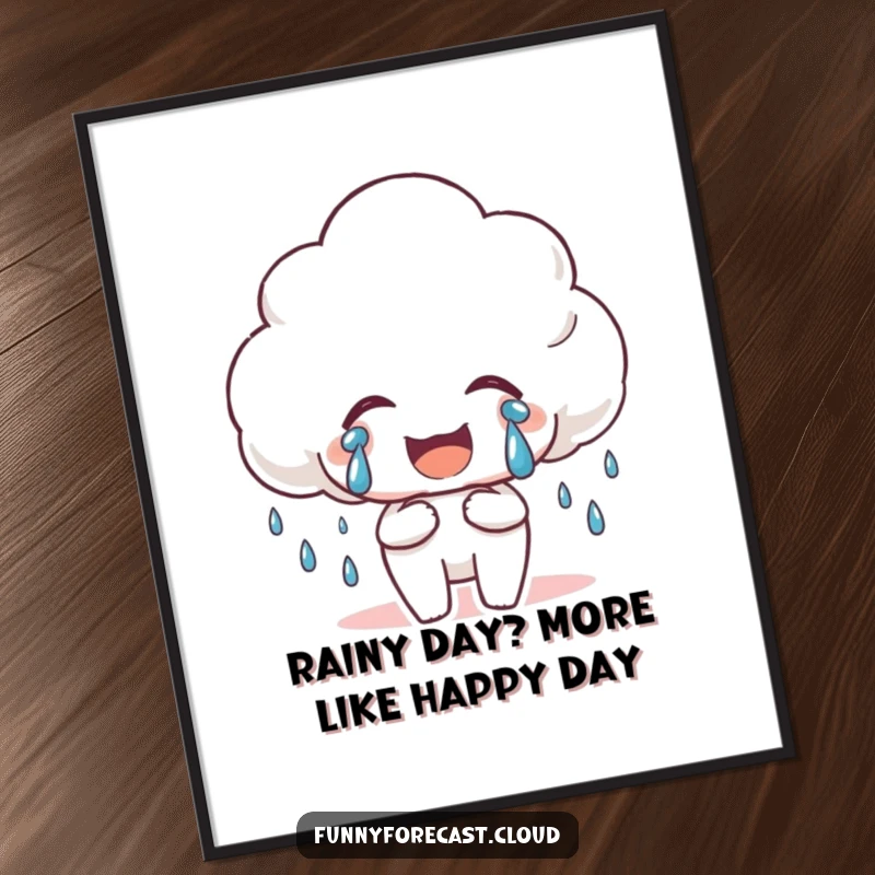 Funny Free Printable Wall Art: A rain cloud character shedding happy tears of joy.