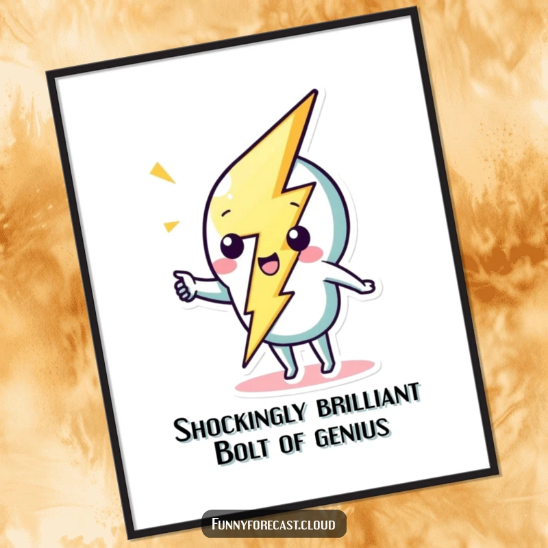 Funny Free Printable Wall Art: A cute lightning bolt character playfully striking a bright, whimsical zig-zag line.