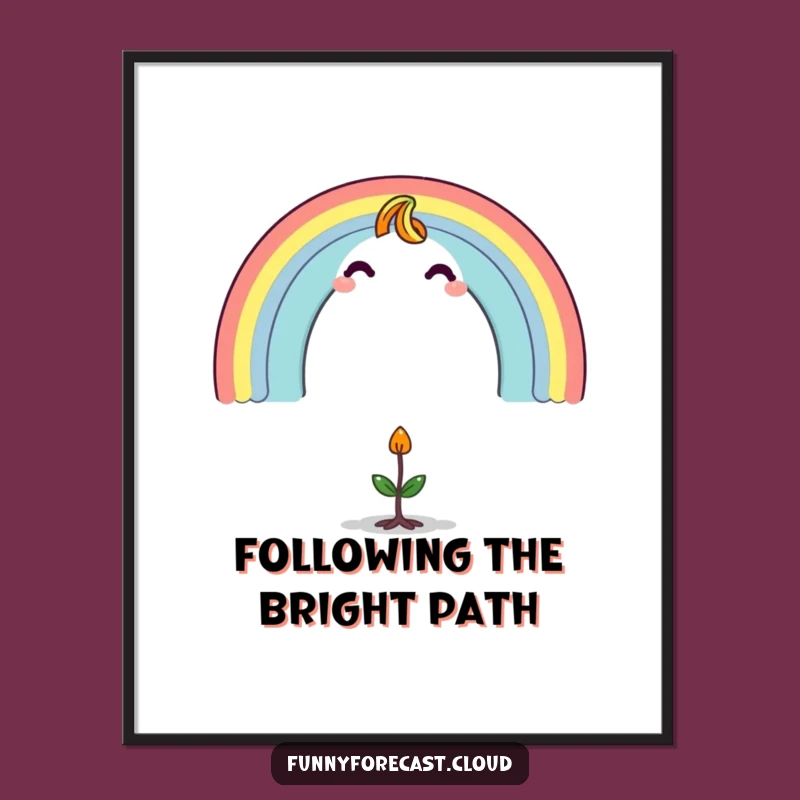 Funny Free Printable Wall Art: Rainbow Character Over Sprout - Whimsical Downloadable Decor