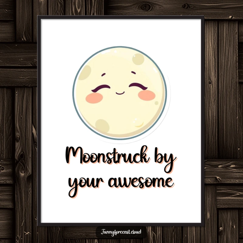 Funny Free Printable Wall Art: A sleepy, satisfied moon character radiating chill vibes, perfect downloadable decor.