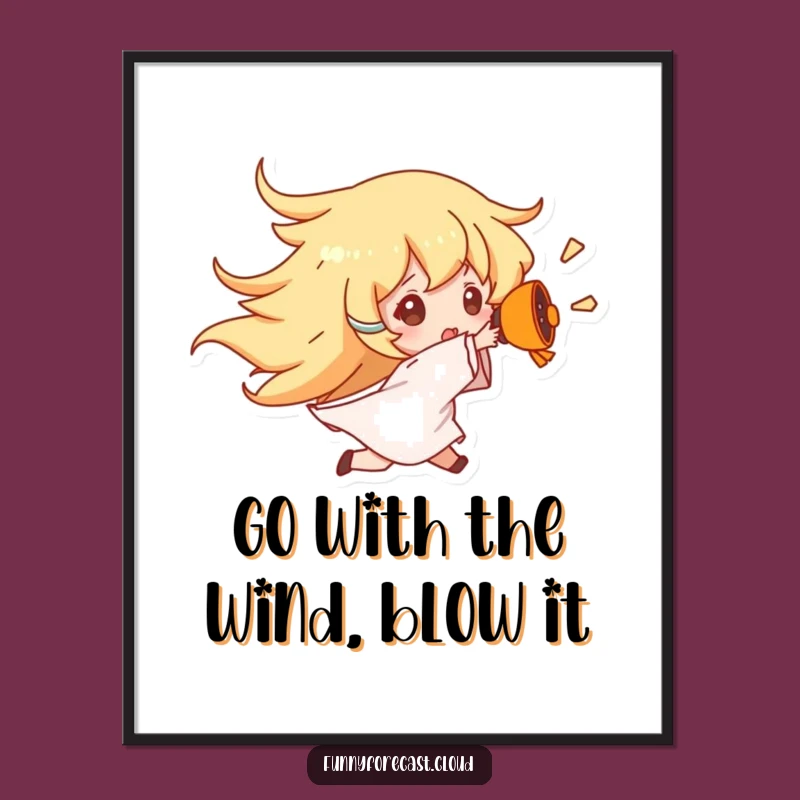 Funny Free Printable Wall Art: Gusty Wind Character, Whimsical Downloadable Art Gift