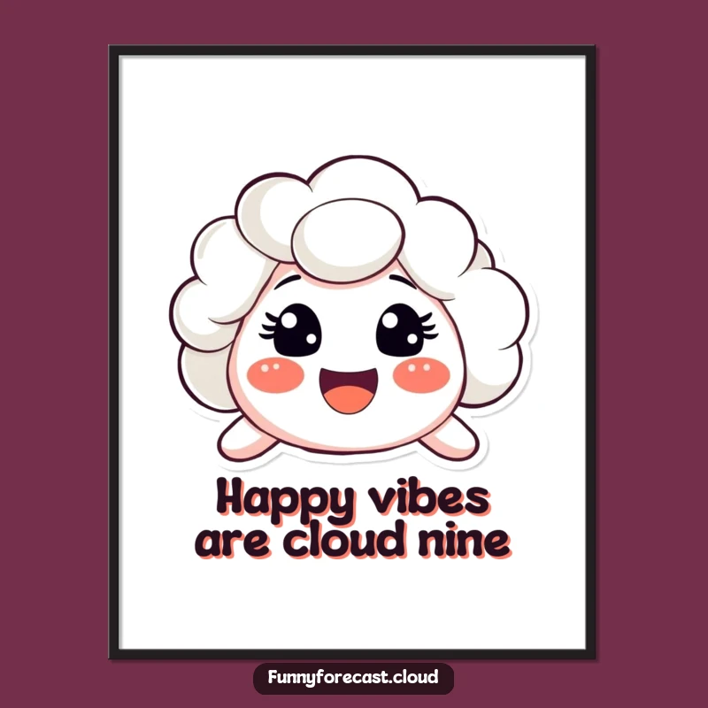 Free Printable Wall Art: Funny Happy Surprised Cloud Digital Download Art Gift