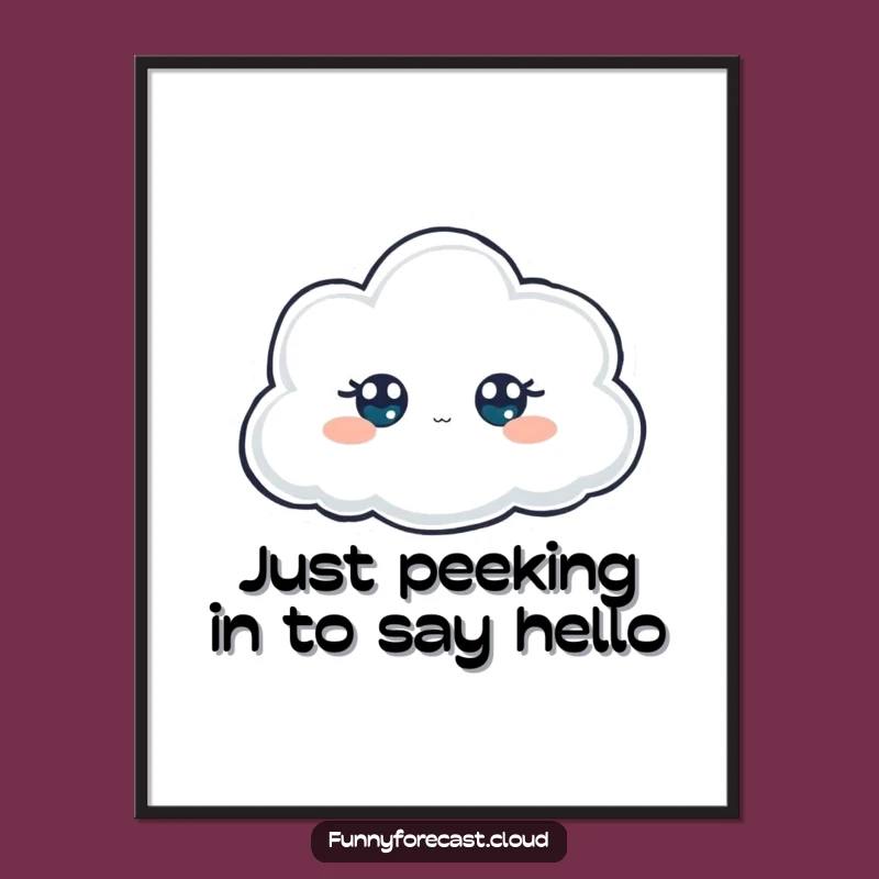 Funny Free Printable Wall Art: Peeking Cloud for Quirky, Mysterious Decor