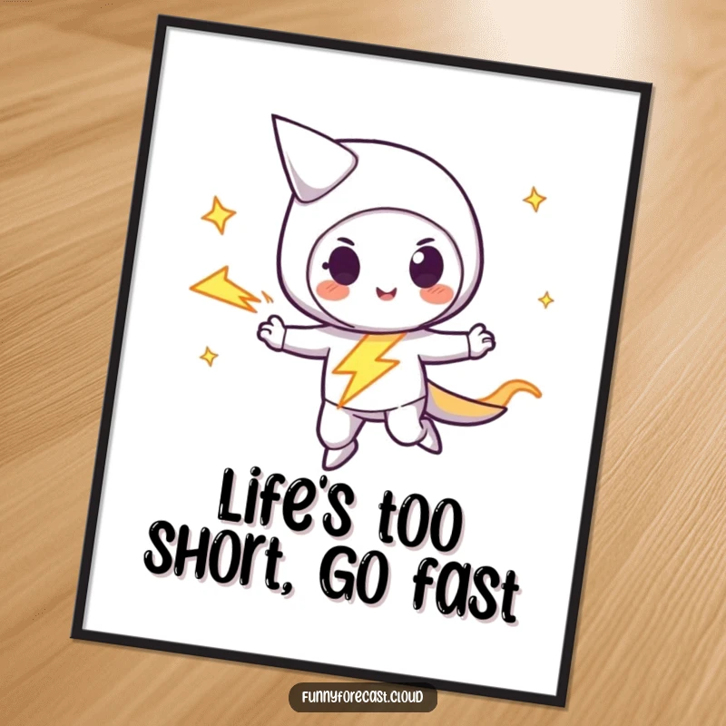 Funny Free Printable Wall Art: An energetic lightning bolt character zipping with a playful streak, adding dynamism to decor.