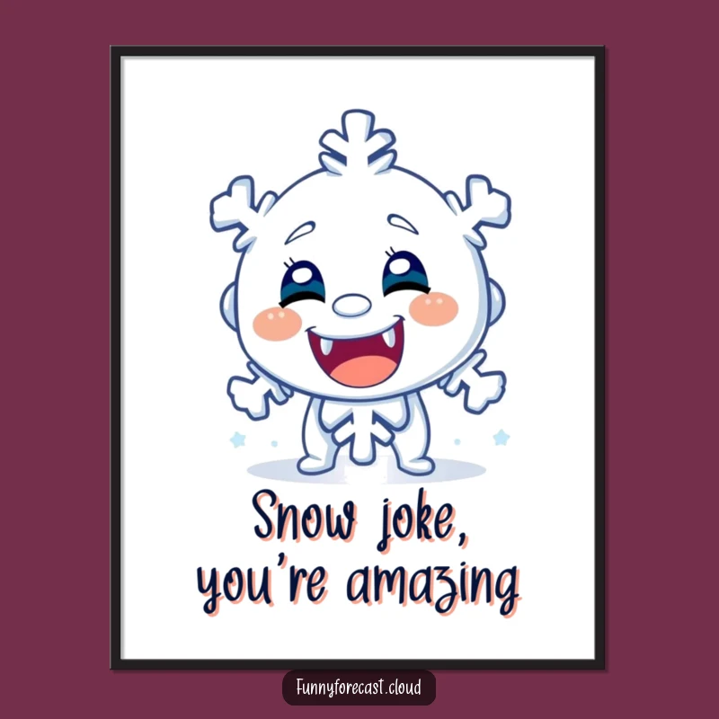 Free Printable Funny Snowflake Art: Shivering Character, Humorous Downloadable Wall Decor