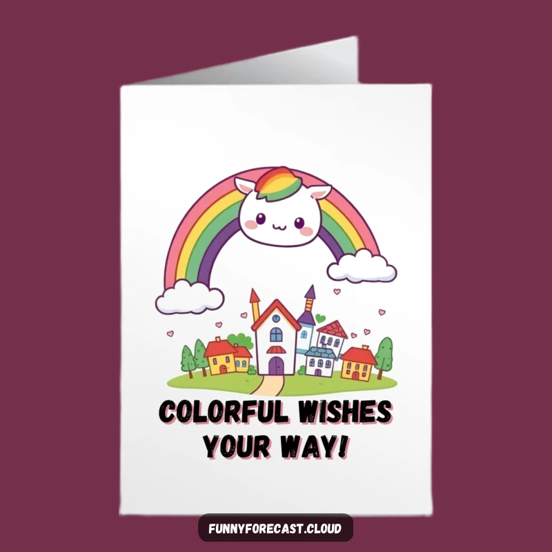 Rainbow Town Birthday Free Printable Card - Hilarious Cheerful Downloadable Gift