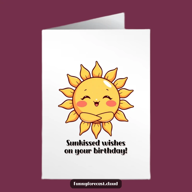 Free Printable Birthday Card: Hugging Sun, Cheerful Rays, Funny Downloadable Gift