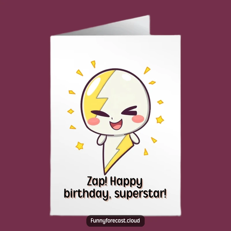 Free Printable Birthday Card: Mischievous Lightning Bolt Humorous Downloadable Greeting