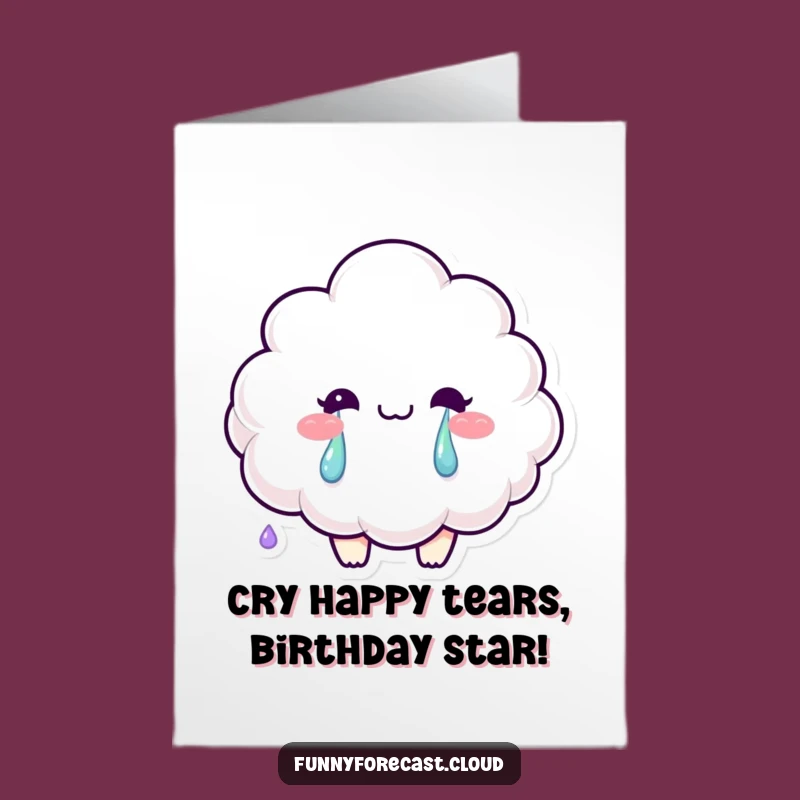 Free Printable Birthday Card: Smiling Cloud Rainbow Tears, Funny Downloadable Gift