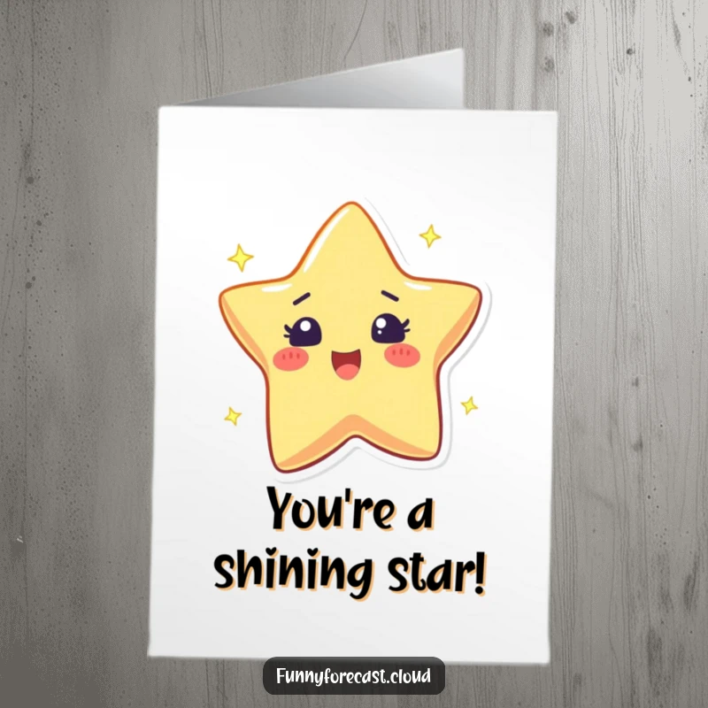 Funny Free Printable Birthday Card: A star character twinkling with an excited sparkle, sending bright birthday wishes.