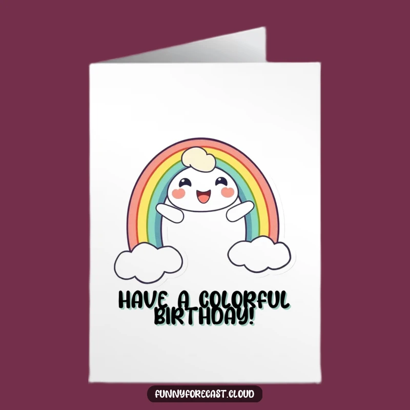 Free Printable Funny Birthday Rainbow Card: Cheerful Character, Joyful Downloadable Gift