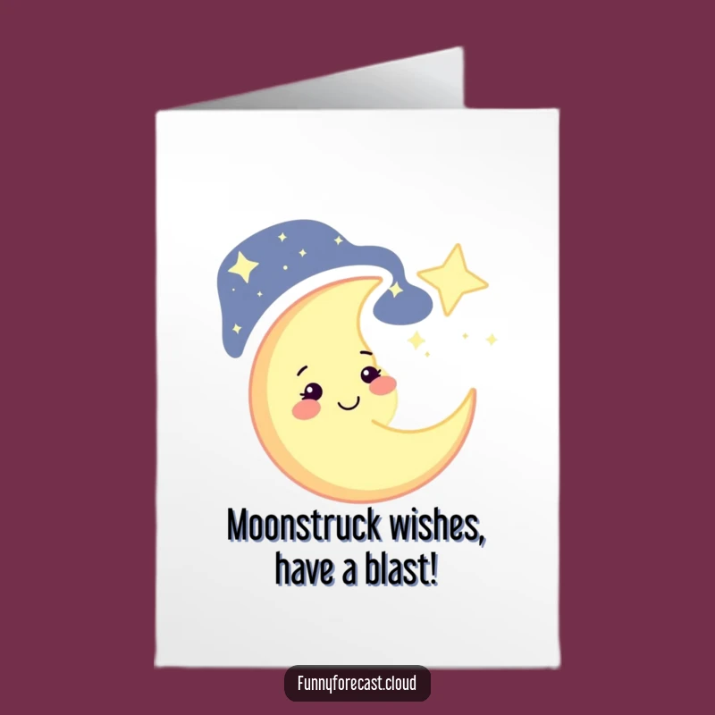 Free Printable Birthday Card: Winking Moon Funny Downloadable Gift for Cosmic Celebrations