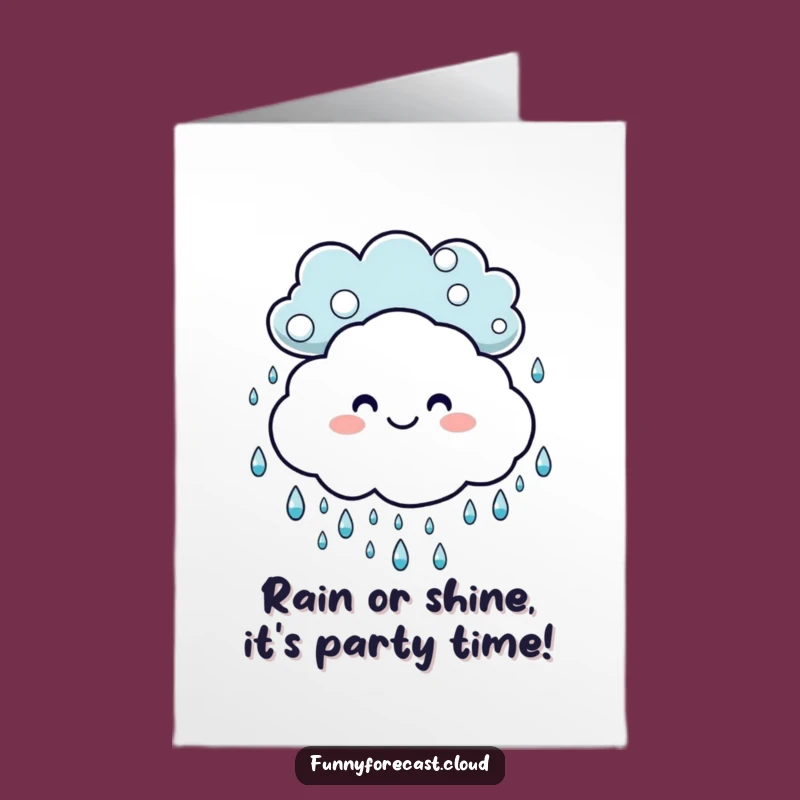 Free Printable Birthday Card: Dancing Raindrops Cloud Humor Downloadable