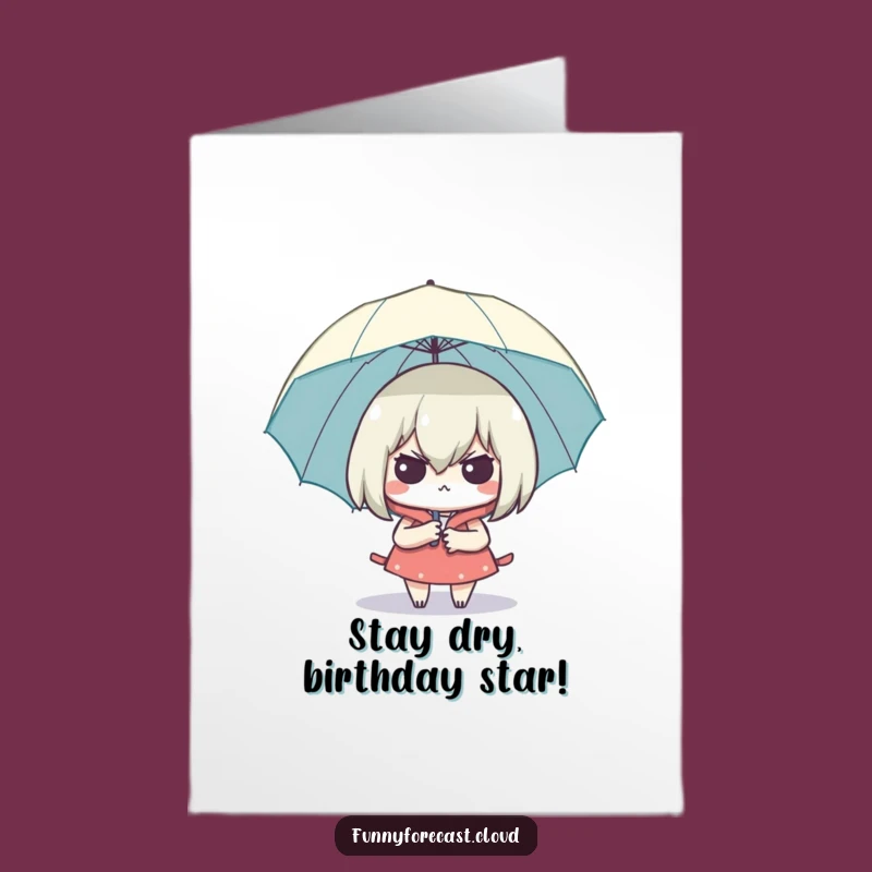 Free Printable Birthday Card: Smug Umbrella Character, Dry Humor Downloadable DIY Gift
