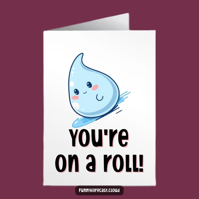 Free Printable Congrats Card: Speedy Success! Kawaii Raindrop Celebration. Downloadable.