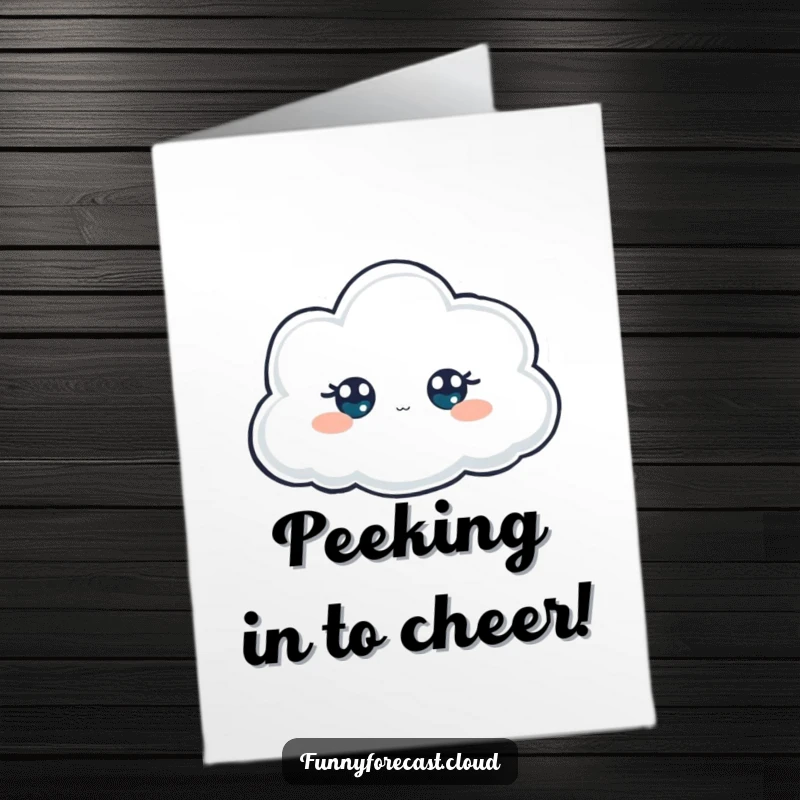 Funny Free Printable Congrats Card showing a foggy cloud character with just its eyes peeking out, celebrating a surprising achievement.