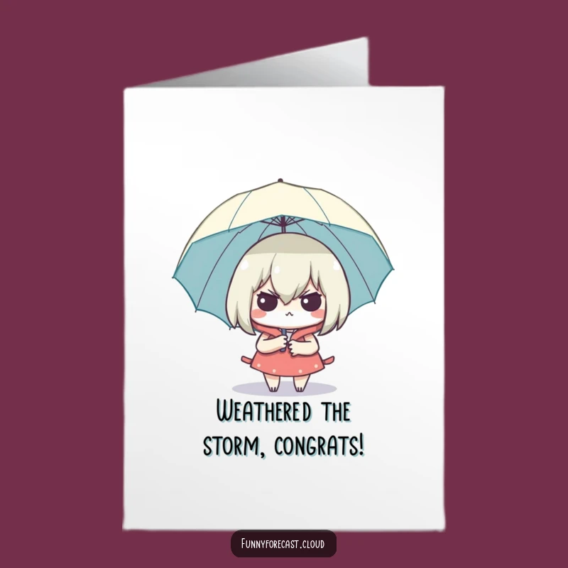 Free Printable Congrats Card: Smug Umbrella Guy, Dry Win Downloadable Gift