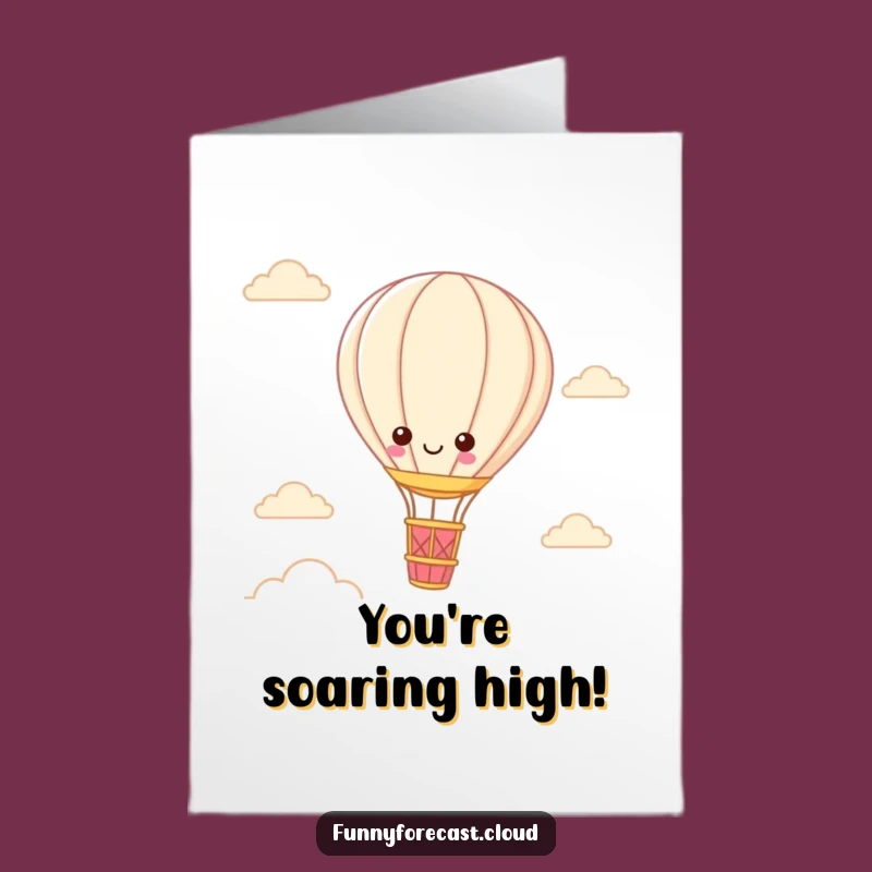 Free Printable Congratulations Card: Kawaii Balloon Ascending Funny Downloadable Gift