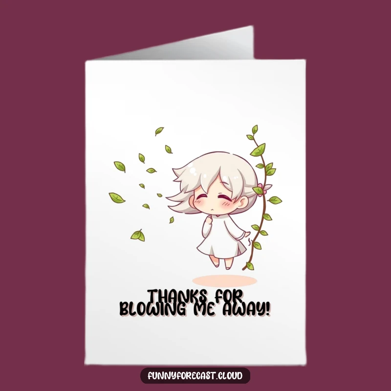 Free Printable Thank You Card: Giggling Wind & Leaves, Funny Downloadable Gift