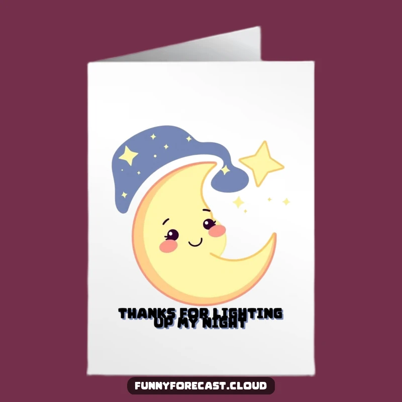 Free Printable Thank You Card: Winking Moon Funny Downloadable Gift for Grateful Greetings