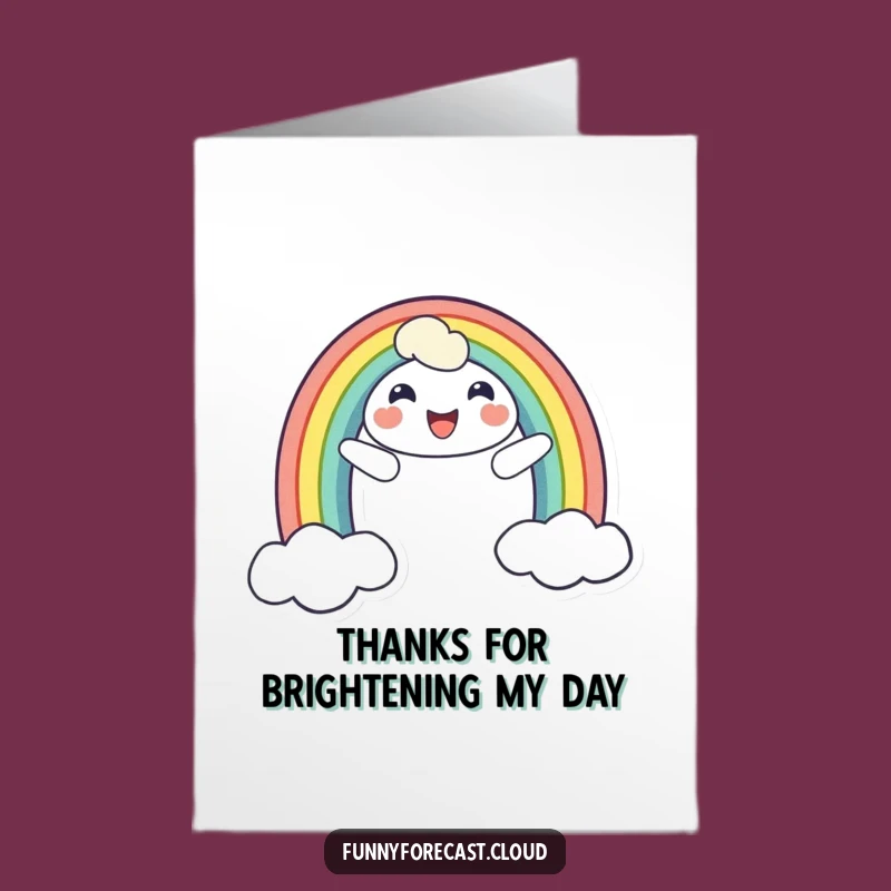 Free Printable Thank You Rainbow Card: Cheerful Character, Bright Downloadable Gift