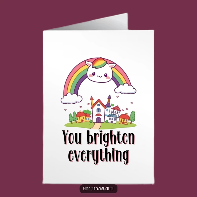 Thank You Rainbow Town Free Printable Card - Hilarious Bright Downloadable Gift