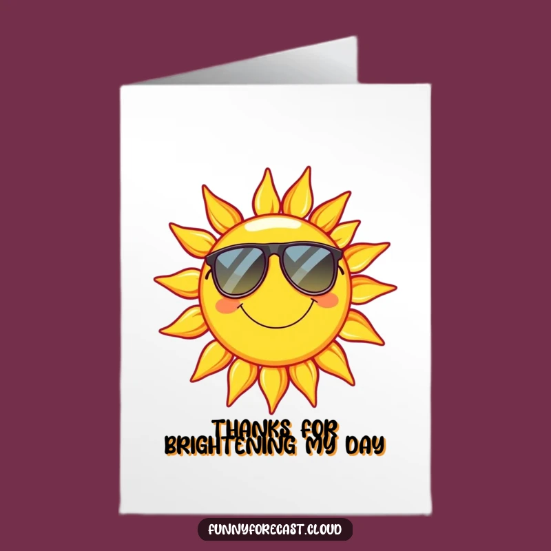 Free Printable Funny Thank You Card: Relaxed Sun Shows Gratitude