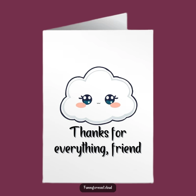 Free Printable Thank You Card: Funny Peeking Cloud for Mysterious Gratitude
