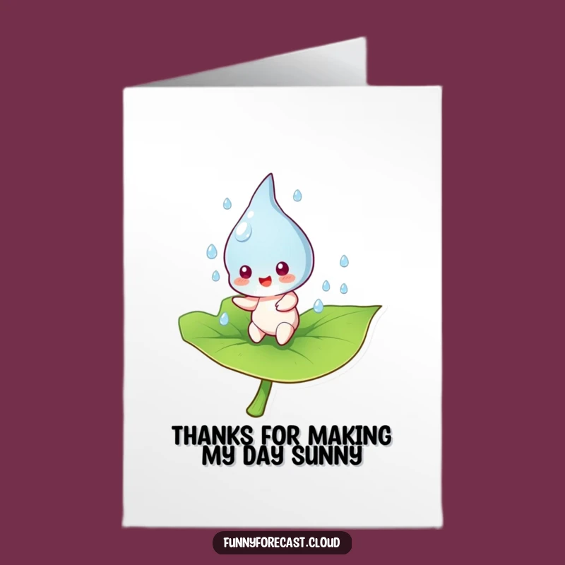 Free Printable Thank You Card: Funny Raindrop Bouncing Leaf Downloadable Gift