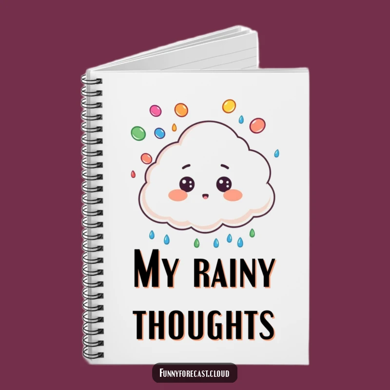 Funny Surprised Cloud Raindrop Juggling Notebook - Cute Weather Journal Gift!