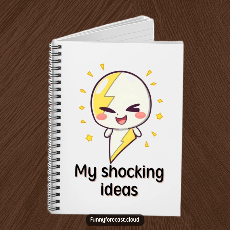 Funny Notebook: A lightning bolt character winking with crackling energy, perfect for journaling.