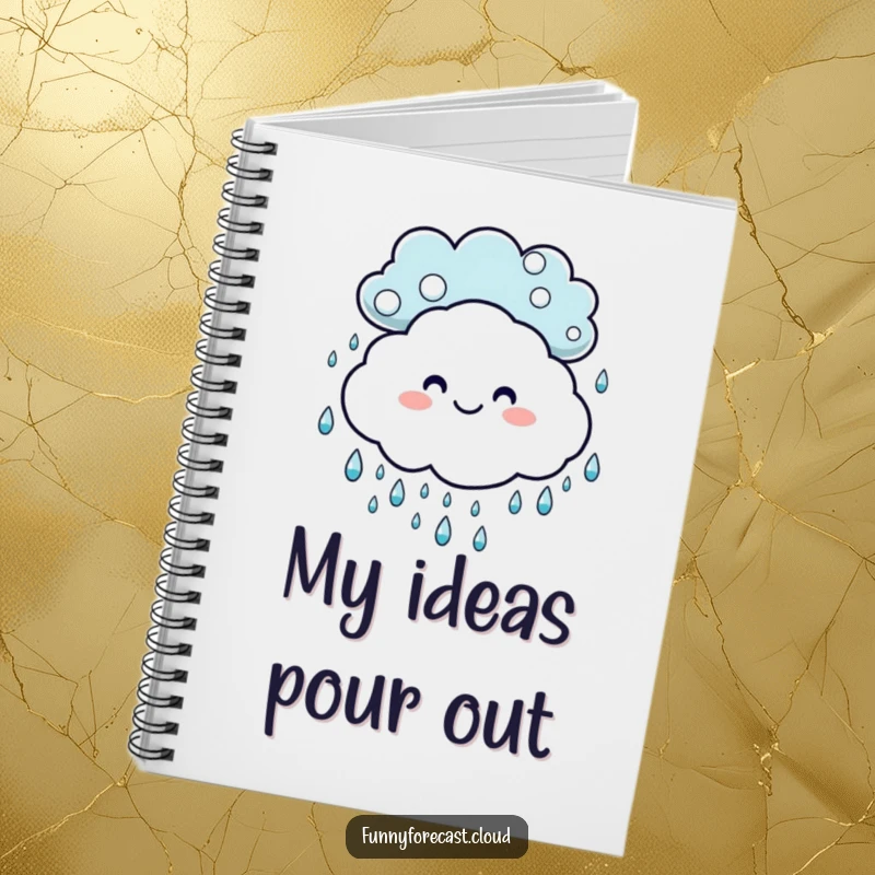 Funny notebook: A cheerful cloud with a smile, surrounded by dancing raindrops, designed for happy thoughts.