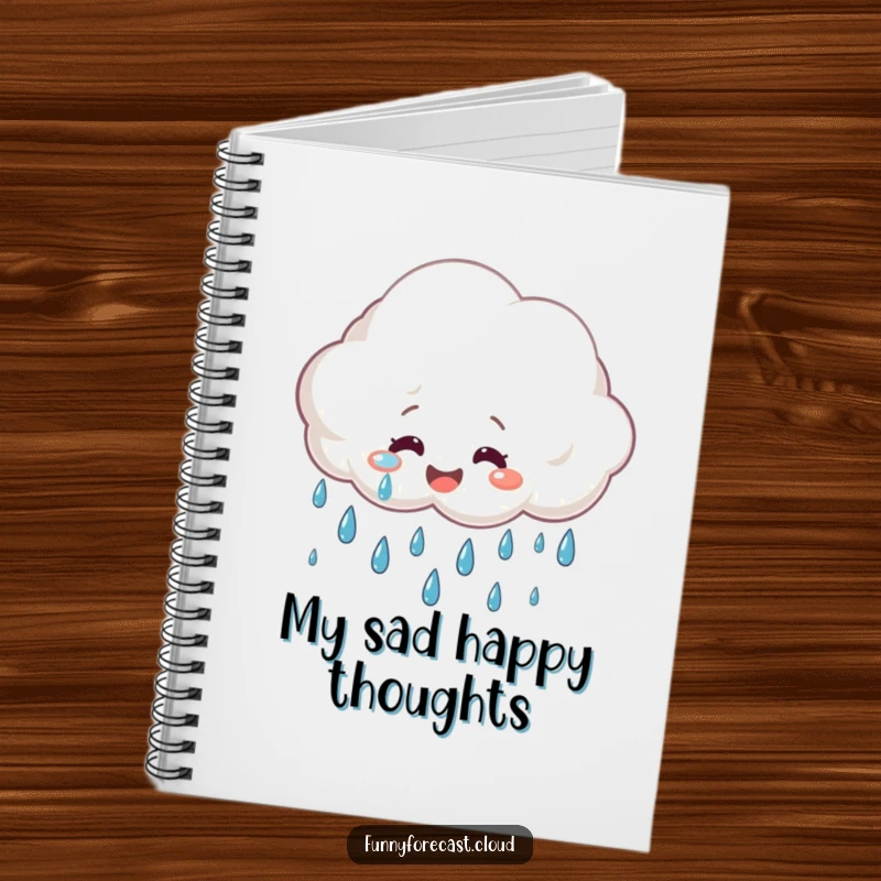 Funny Notebook: A smiling rain cloud crying cheerful raindrops, perfect for journaling.