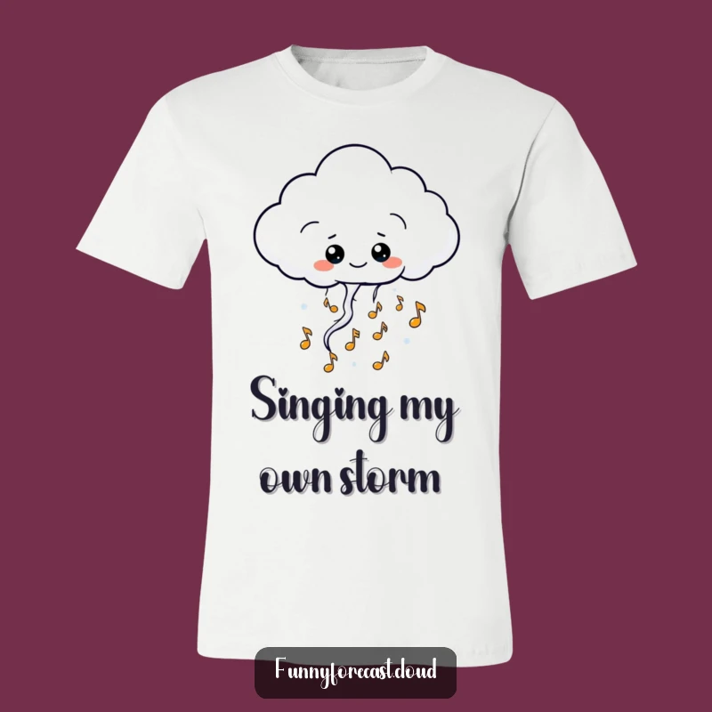 Funny Kawaii Thundercloud T-Shirt: Musical Notes Humor Tee