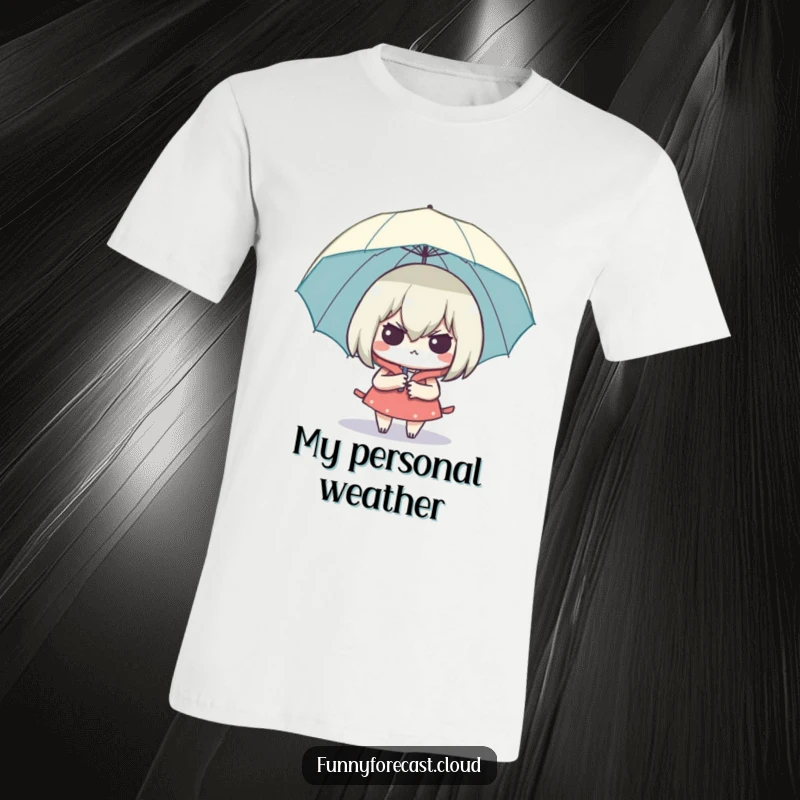 Funny Smug Umbrella T-Shirt featuring a character looking dry and smug under an umbrella, embodying cleverness and wit.