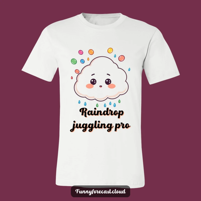 Funny Surprised Cloud Raindrop Juggling T-Shirt - Cute Weather Tee Gift!
